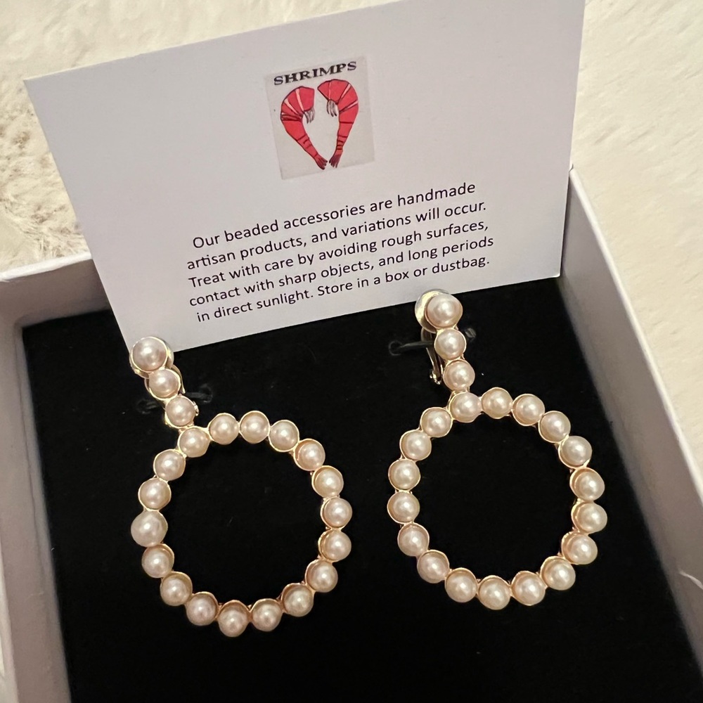 Shrimps Pearl Hoops Clip On Earrings